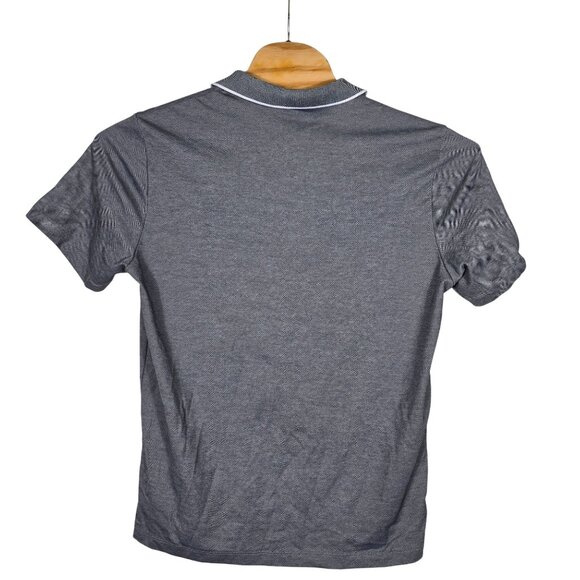 Theory Mens XL Gray Short-Sleeve Polo Shirt With Contrast Collar  Button Closure - Picture 2 of 6